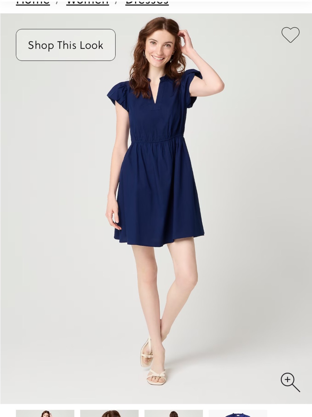 J. Crew Factory Navy Short Sleeve V-Notch Mini Dress 2026